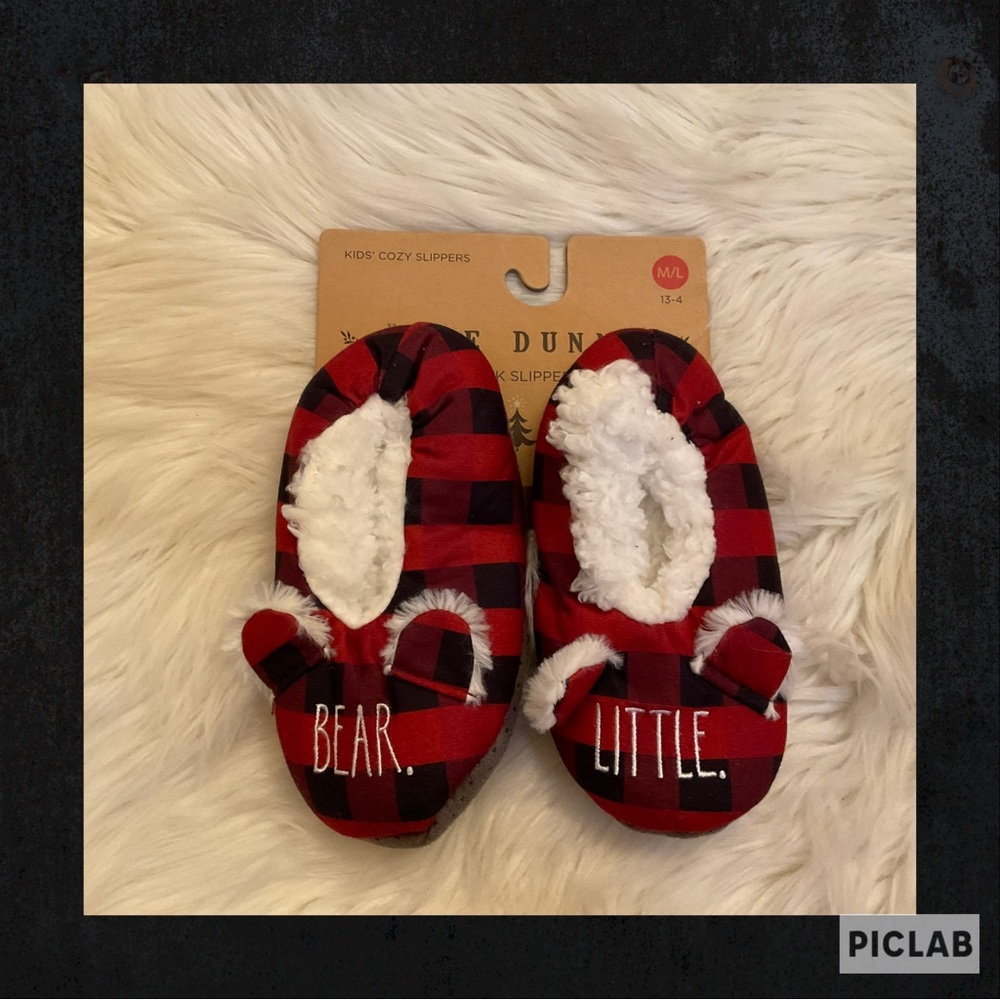 Rae Dunn Little Bear Kids’ Cozy Slippers - NWT - M/L 13-4